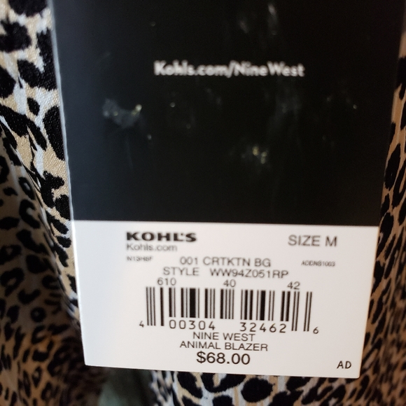 Nine West Animal Print Blazer NWT Size M - Picture 4 of 7